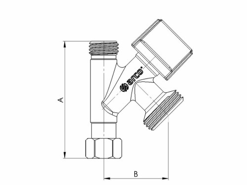 Zawór kątowy pralkowy 3/8"x3/4"x3/8" z pokrętłem metalowym i systemem antykamiennym VITAQ
