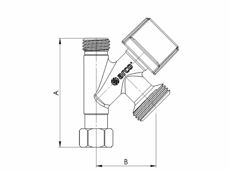 Zawór kątowy pralkowy 3/8"x3/4"x3/8" z pokrętłem metalowym i systemem antykamiennym VITAQ