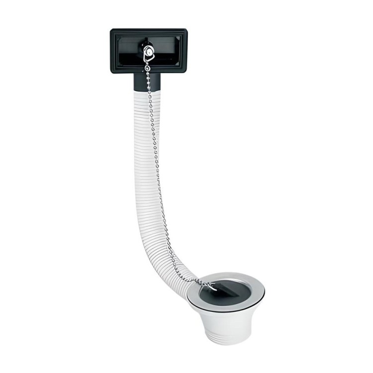 Spust zlewozmywakowy 1 1/2"x70 mm z przelewem, sitko ze stali nierdzewnej i gumowy korek na łańcuszku
