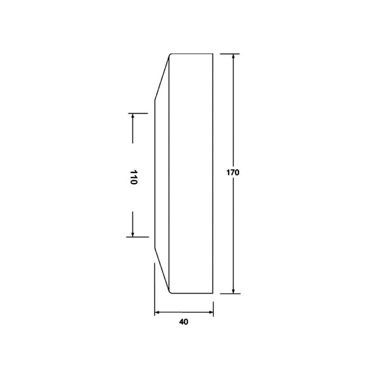 Biała rozeta maskująca McAlpine o wymiarach 110 mm x 170 mm x 40 mm