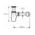 Syfon butelkowy mosiądz niski chrom 1 1/4"x32mm z wymiarami 165x205x32mm