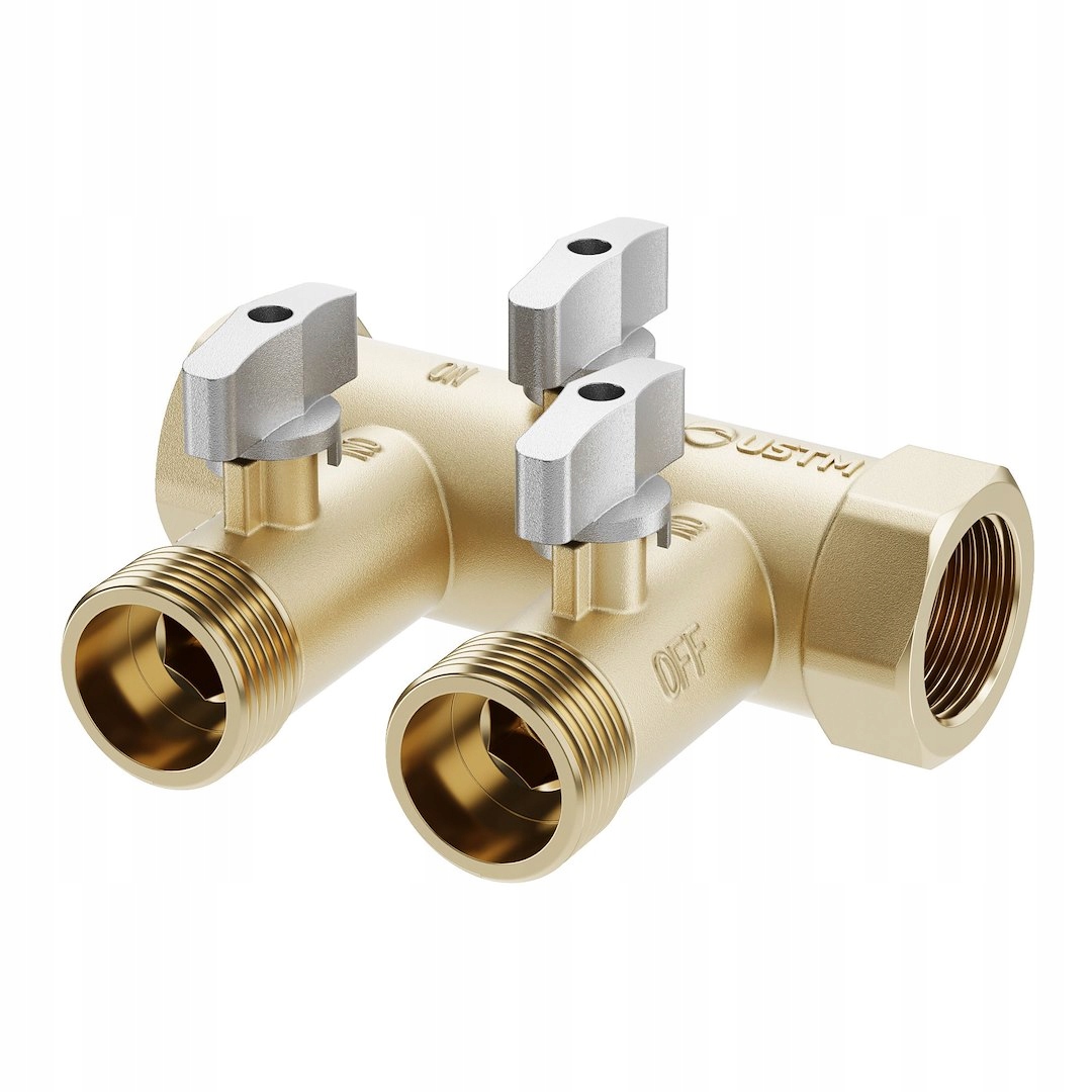 Mosiężny bypass do zmiękczacza wody MultiLine USTM z dwoma zaworami kulowymi