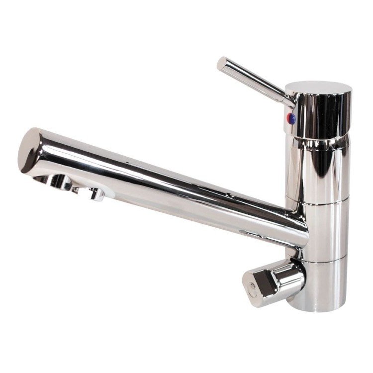 Chromowana bateria kuchenna trójdrożna USTM FCTC-L1 z osobnym pokrętłem do wody filtrowanej