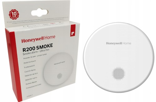 Bezprzewodowy czujnik dymu Honeywell R200S-2 o mocy 85 dB z baterią i certyfikatem 10 lat