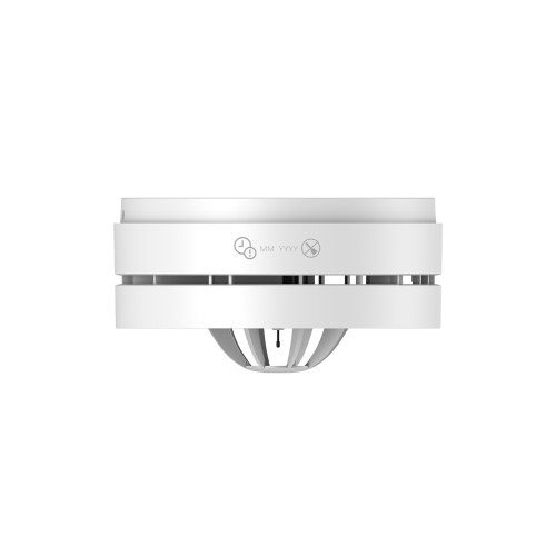 Biały czujnik ciepła R200H-N2 z funkcją komunikacji radiowej, owalny kształt, wentylowane otwory