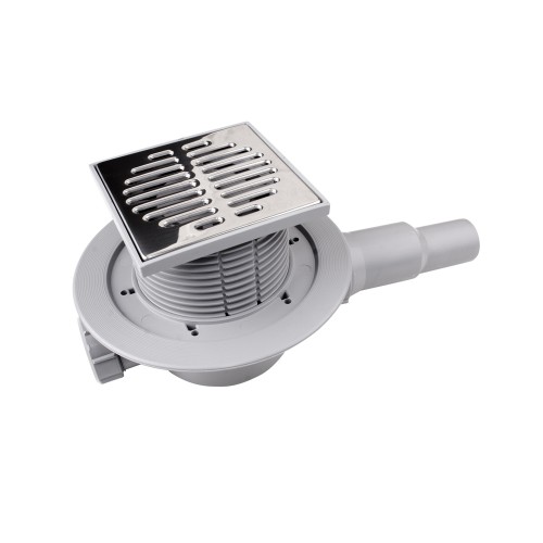 Wpust podłogowy McAlpine z regulowaną kratką stalową 115x115 mm i odpływem 40/50 mm