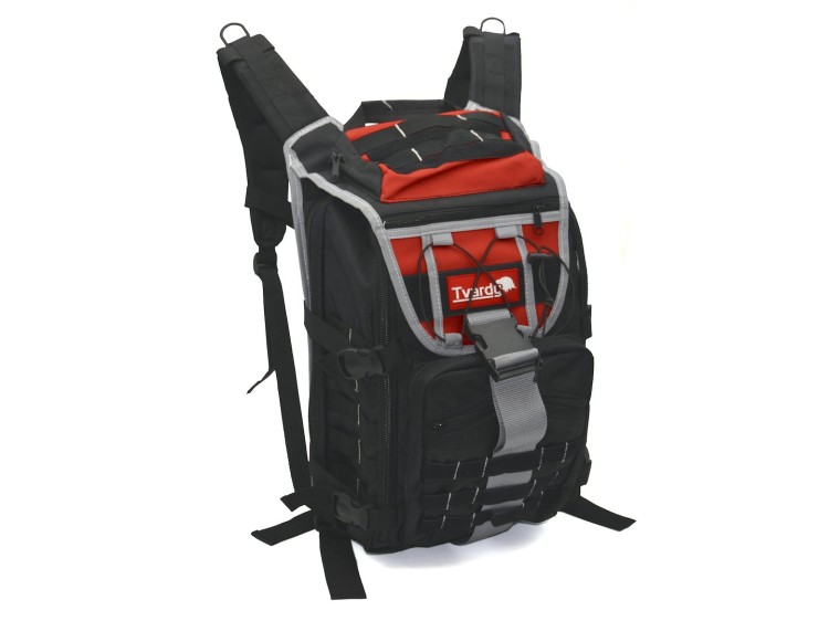 Plecak monterski Tvardy z regulowanymi paskami, wieloma kieszeniami i klapą na zatrzask