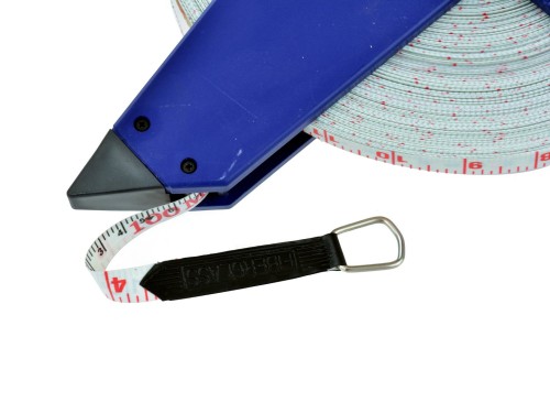 Zwijana taśma miernicza geodezyjna 100m Geko z korbką i grotem do wbicia