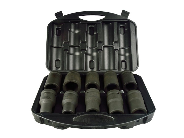 Komplet 10 nasadek udarowych 1 cal od 17 do 41 mm w plastikowej walizce