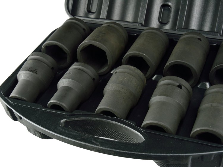 Komplet 10 nasadek udarowych 1 cala 17-41 mm w plastikowej walizce