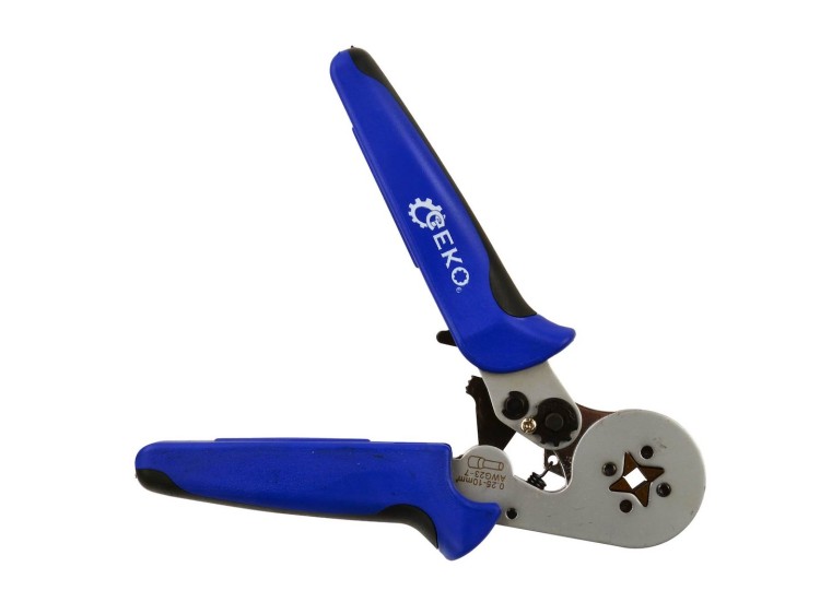 Zaciskarka praska do końcówek kabli tulejek 0,25-10 mm2 z niebieską, ergonomiczna rękojeścią
