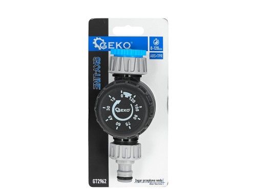 Mechaniczny sterownik przepływu wody 0-120 min SKY-LINE GEKO z pokrętłem i przyłączami