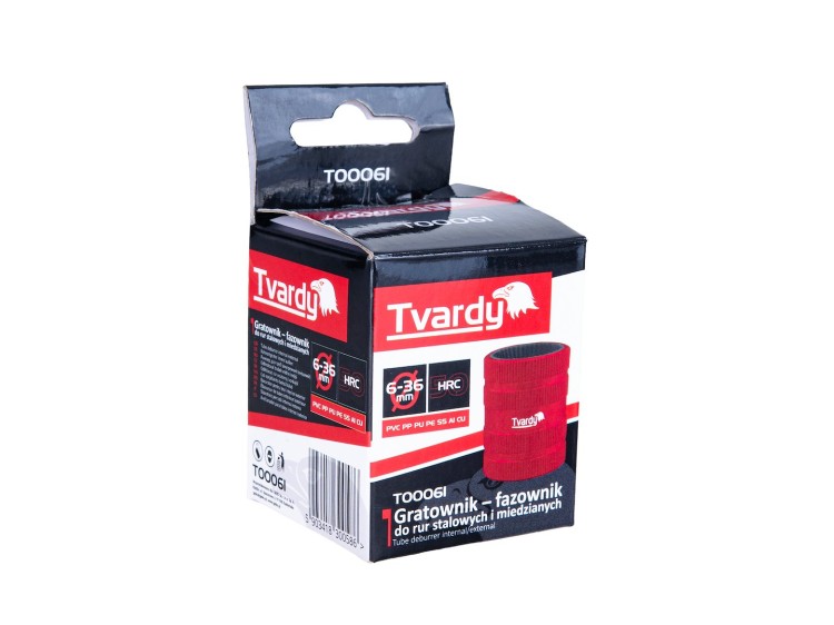 Gratownik fazownik Tvardy T00061 do rur 6-36 mm z aluminiową obudową i czerwonym uchwytem