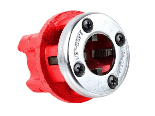 Czerwona główka narzynki 1/2 cala do gwintownicy ręcznej z metalową nakładką i czterema śrubami