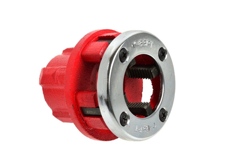 Czerwona główka narzynki do gwintownicy 1 cala z metalową tarczą i czterema śrubami