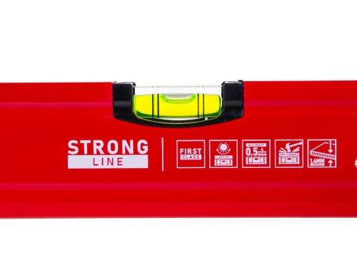 Czerwona poziomnica aluminiowa 600 mm STRONG LINE z libellą i magnesem