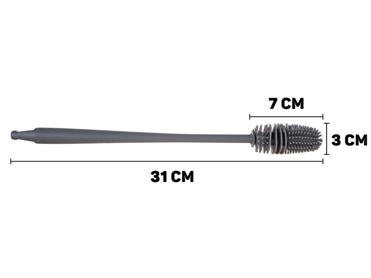 Silikonowa szczotka do mycia szklanek i butelek 31 cm z elastycznym włosiem i antypoślizgową rączką