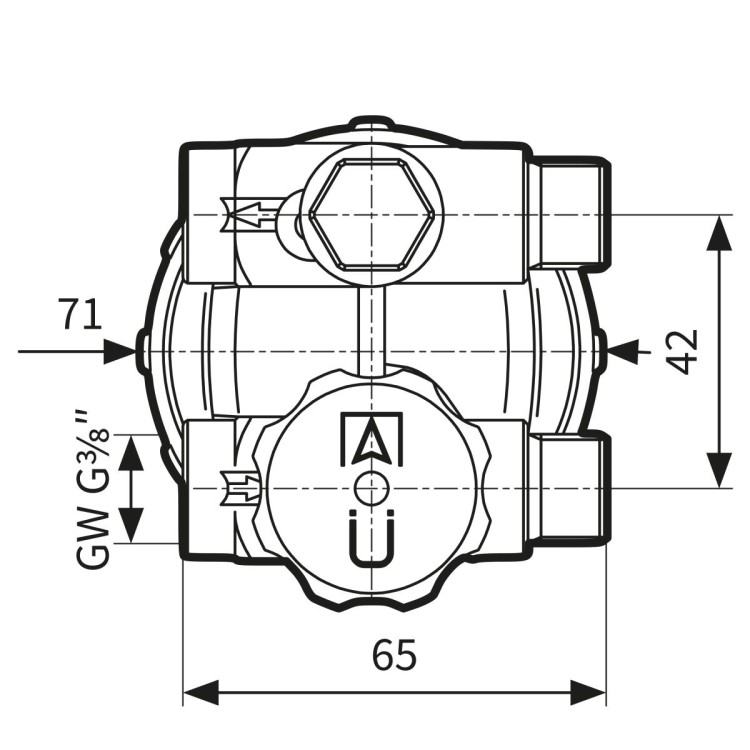 Filtr olejowy dwururowy Z500Si z wkładem plastikowym, wymiary 65x71x42 mm, przyłącza GW G⅜