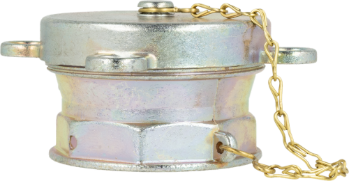 Metalowe zamknięcie rury wlewowej GW G2" x G2 1/2" z łańcuszkiem, dwustopniowe i odporne na korozję