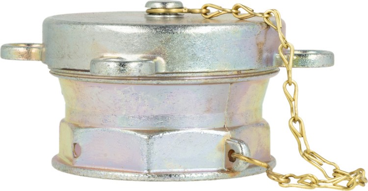 Metalowe zamknięcie rury wlewowej GW G2" x G2 1/2" z łańcuszkiem, dwustopniowe i odporne na korozję