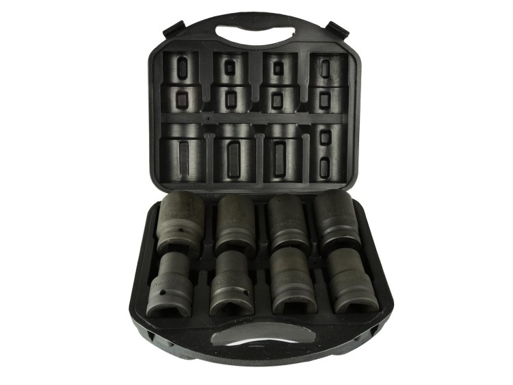 Komplet 8 nasadek udarowych 1 cala 19-41mm w czarnej walizce
