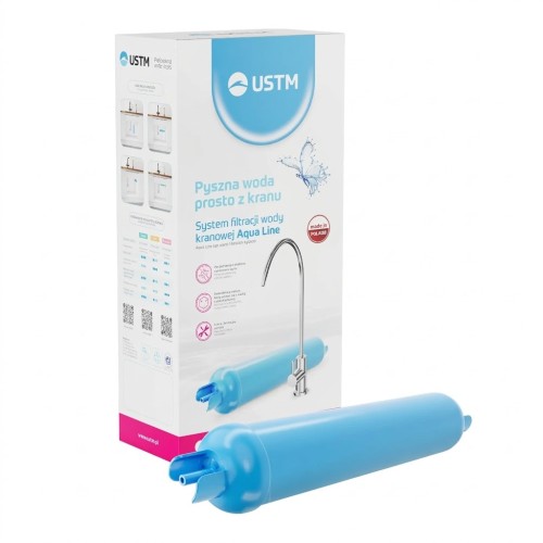 System filtracji wody Aqua Line Soft USTM z niebieskim wkładem i chromowaną wylewką