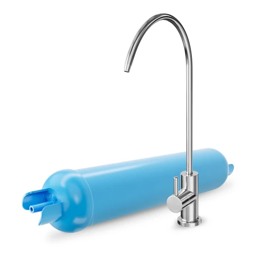 System filtracji wody AQUA LINE SOFT z chromowaną wylewką i niebieskim wkładem filtrującym
