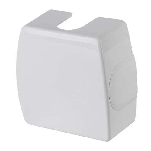 Biała osłona De Luxe do zaworów czterodrogowych VUA-50 o prostokątnym kształcie z wycięciem na górze