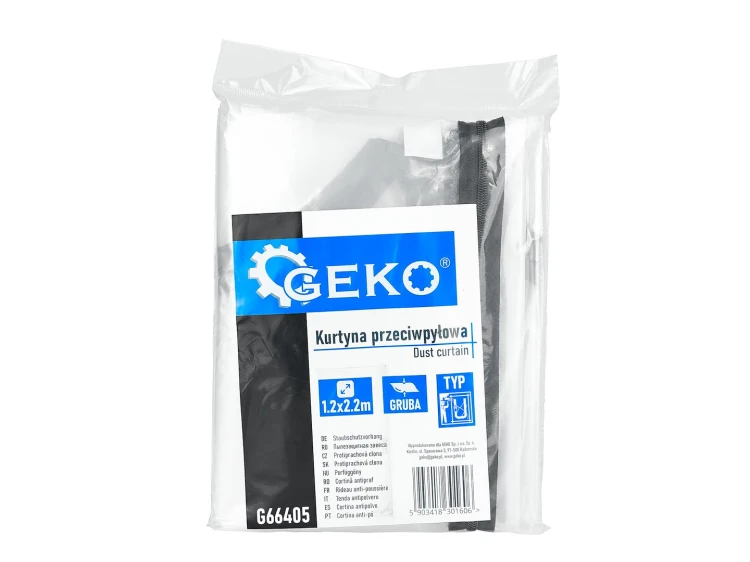 Folia przeciwpyłowa GEKO 1,2x2,2 m z zamkiem błyskawicznym Typ U do drzwi