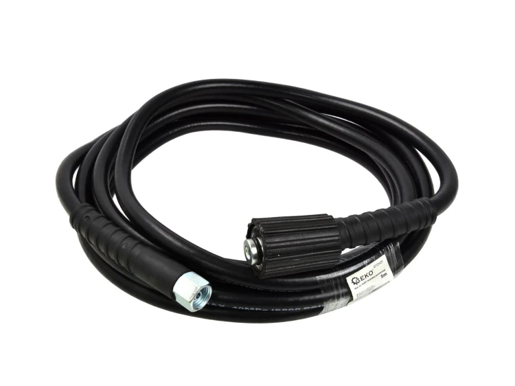 Czarny wąż do myjki wysokociśnieniowej 5m z gwintami 14 i 22 mm