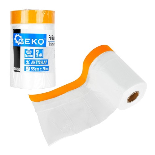 Folia malarska antychlap 55cm x 20m z pomarańczową taśmą washi 16mm na rolce