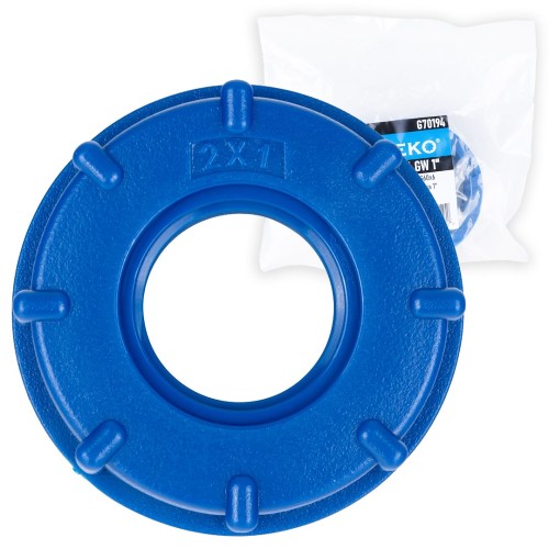 Niebieska nakrętka adaptera S60x6 z gwintem 1" GW do zbiornika IBC Mauser