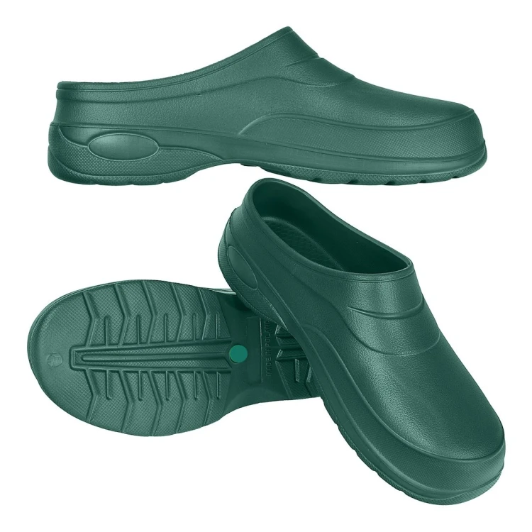 Zielone lekkie chodaki ogrodowe z pianki EVA, rozmiar 42, antypoślizgowa podeszwa, zabudowany przód