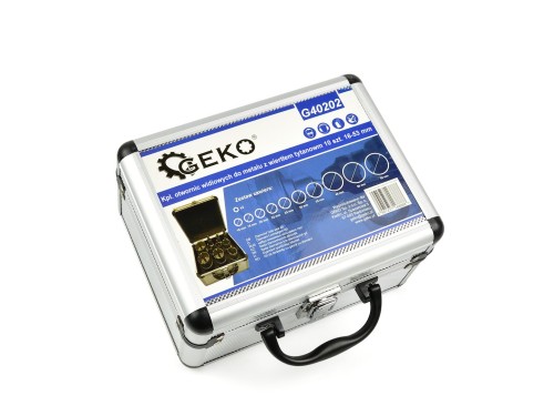 Aluminiowa walizka z 10 otwornicami widiowymi do metalu i wiertłem tytanowym