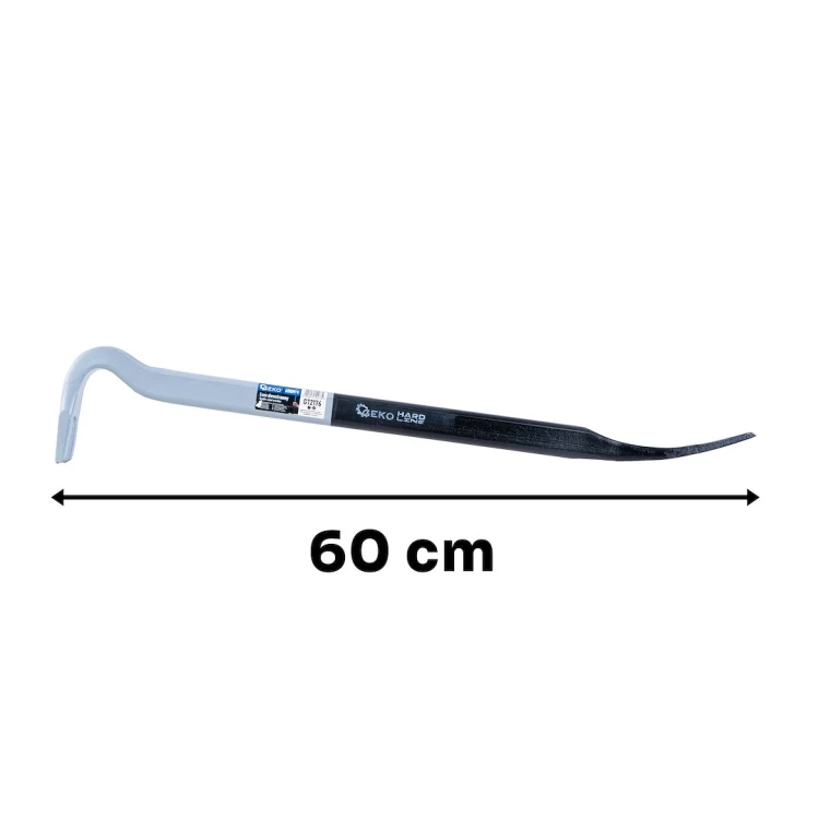 Dwustronny stalowy łom 60 cm z hartowanymi końcówkami i kątem odchylenia 90°