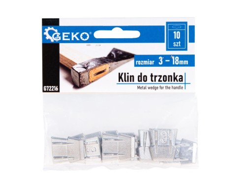 Metalowe kliny do trzonków młotków i siekier, zestaw 10 sztuk o wymiarach 3-18 mm