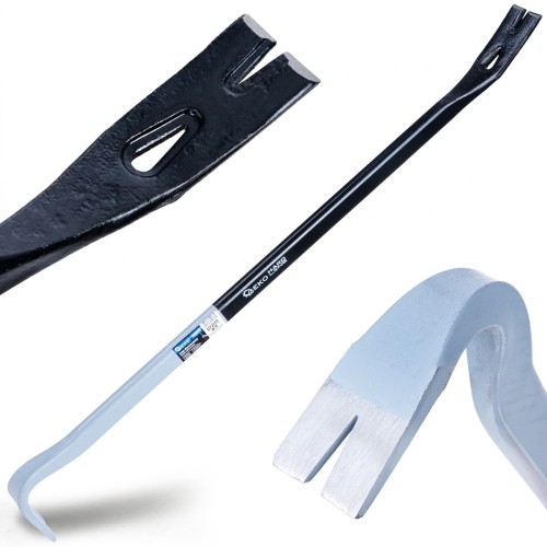 Dwustronny stalowy łom długość 75 cm z profilowanymi, hartowanymi końcówkami i kątem odchylenia 90°