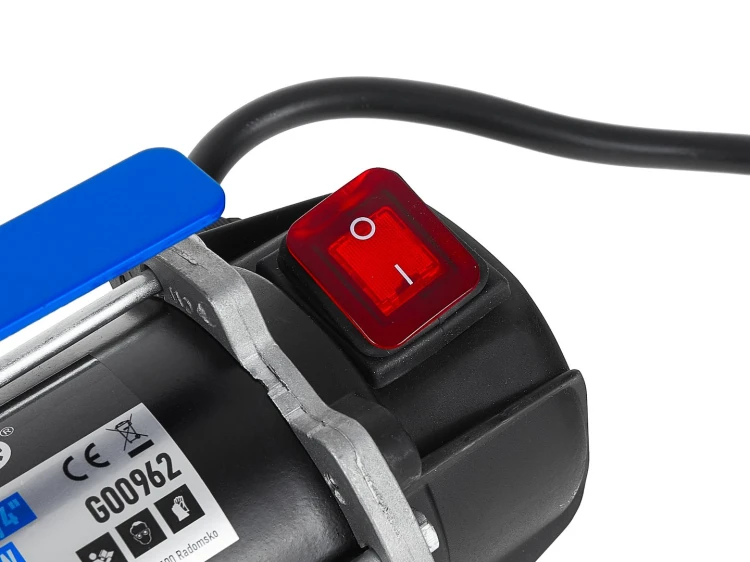 Czarna pompa do paliwa 12V 300W z czerwonym włącznikiem ON/OFF i kablem zasilającym