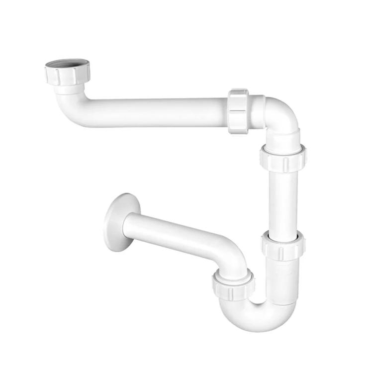 Syfon umywalkowy rurowy z przedłużką 1.1/4"x32 mm, biały, trwała konstrukcja do łazienek