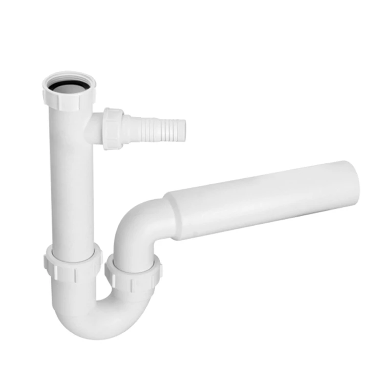 Syfon zlewozmywakowy rurowy 1 1/2" x 50 mm z dodatkowym króćcem do pralki lub zmywarki