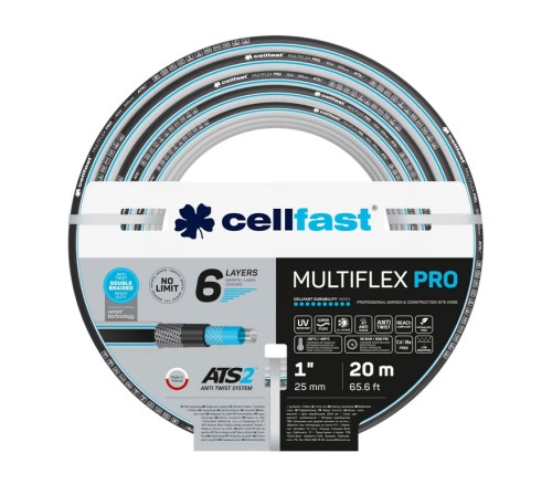Wąż ogrodowy MULTIFLEX PRO ATS2 1 cala 20 m z podwójnym oplotem, odporny na skręcanie