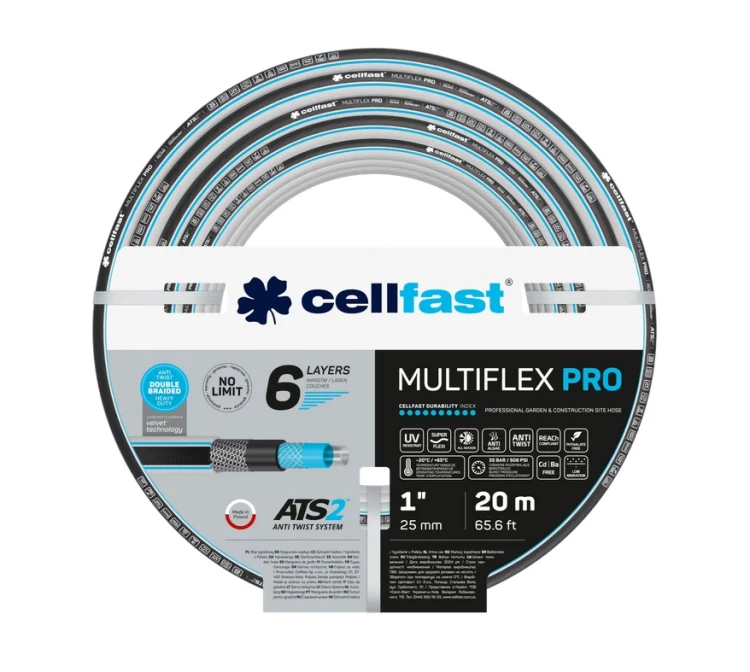 Wąż ogrodowy MULTIFLEX PRO ATS2 1 cala 20 m z podwójnym oplotem, odporny na skręcanie