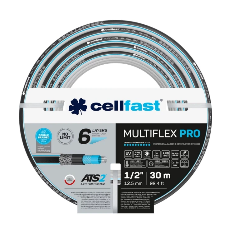 Wąż ogrodowy MULTIFLEX PRO ATS2 1/2 cala 30 m z podwójnym oplotem krzyżowo-trykotowym, odporny na skręcanie