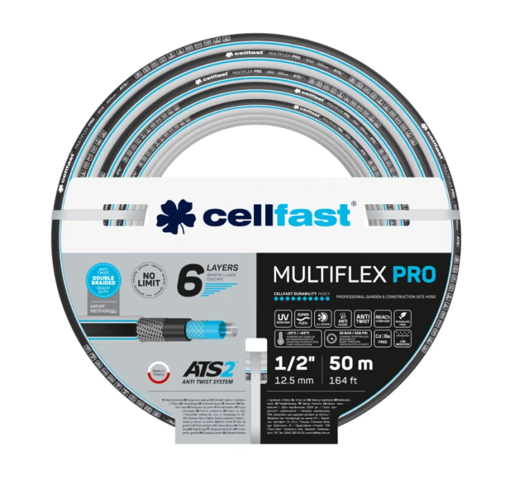 Wąż ogrodowy Cellfast MULTIFLEX PRO ATS2 1/2" 50 m 6-warstwowy odporny na skręcanie