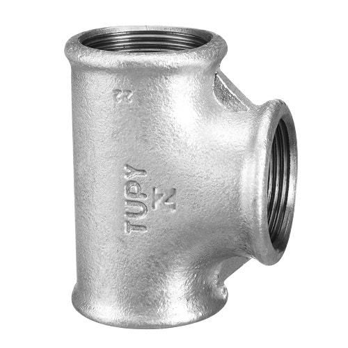 Trójnik ocynkowany 1/2" (15 mm) z gwintem wewnętrznym, żeliwo ciągliwe TUPY