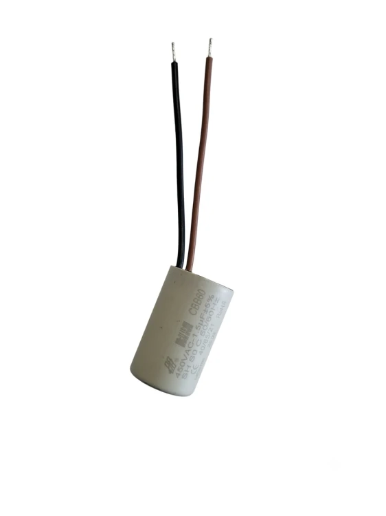 Kondensator 1,5 µF MKP SL7 z dwoma czarnymi przewodami, do wentylatora MplusM WPA 108