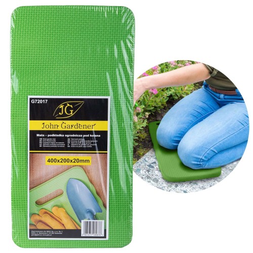Zielona mata podkolanowa ogrodnicza 400x200x20mm z pianki EVA używana podczas prac ogrodowych