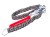 Klucz łańcuchowy do filtra oleju z regulowanym stalowym łańcuchem i czerwoną antypoślizgową rękojeścią