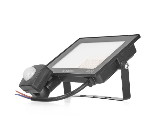 Halogen LED 50W z czujnikiem ruchu i regulowanym mocowaniem, czarna obudowa, barwa biała neutralna 4500K