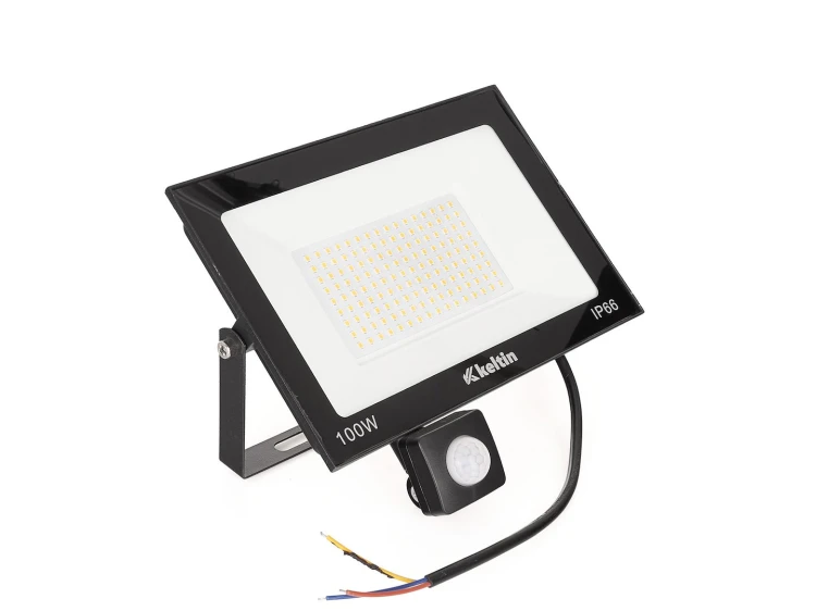 Halogen LED 100W z czujnikiem ruchu, regulowana rama, barwa biała ciepła 2700K, IP66